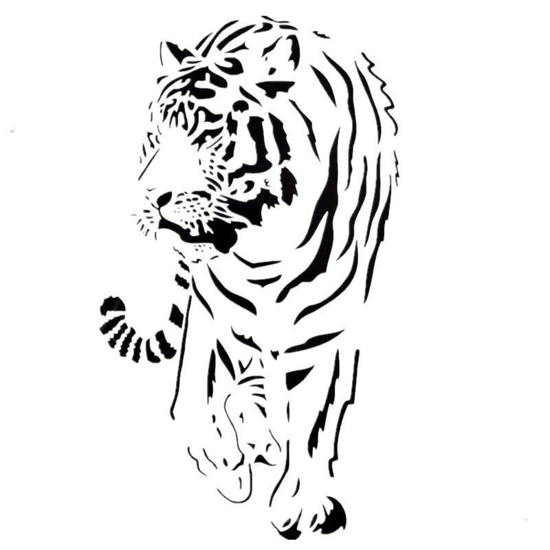 OBUY Lion Deer Tiger Wolf Whale Horse Animal Stencils for Painting on Wood, Fabric, Walls, Airbrush + More | Reusable Mylar Template (Tiger) - Image 1